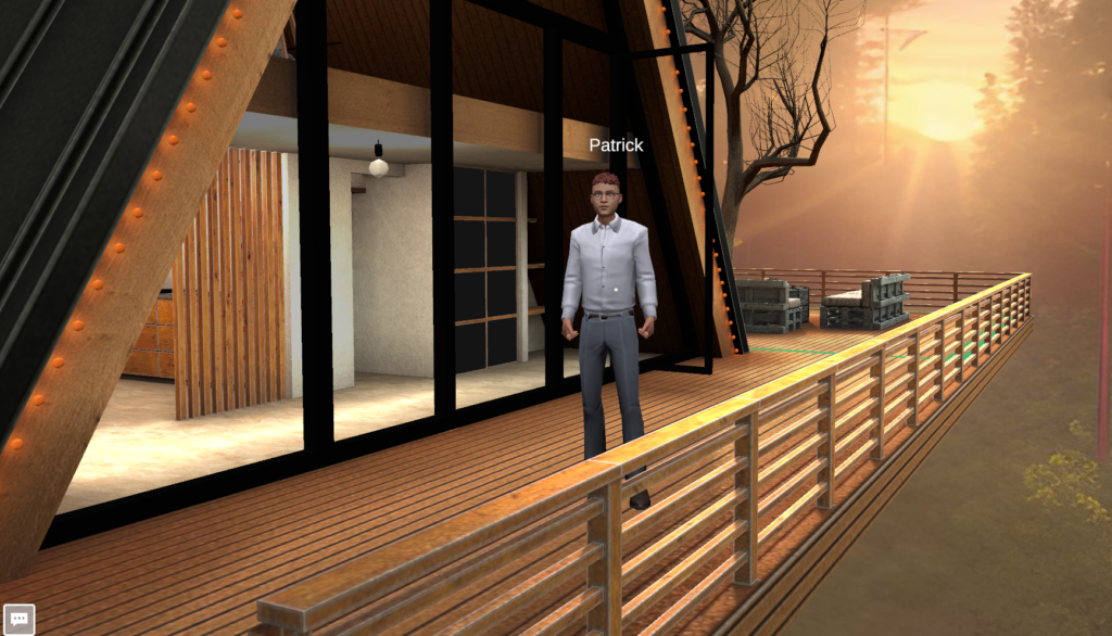 screenshot of metaverse apartment in the forest